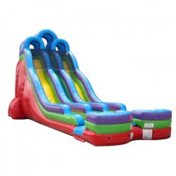 24 foot inflatable water slide dual lane rainbow1 1683582562 24' DUAL LANE DRY SLIDE
