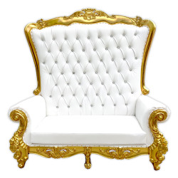 white gold santa chair 1 1761873435 King size White and Gold Santa Chair 67" W x 26”D X 64”H