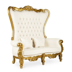 white gold santa chair 2 1761873435 King size White and Gold Santa Chair 67" W x 26”D X 64”H