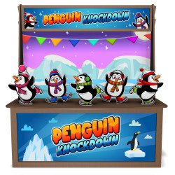 christmas wooden carnival game penguin holiday rental 1 1743441839 Penguin Knockdown Premium Wood Games