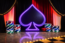 Neon Spade Casino Backdrop 6' H