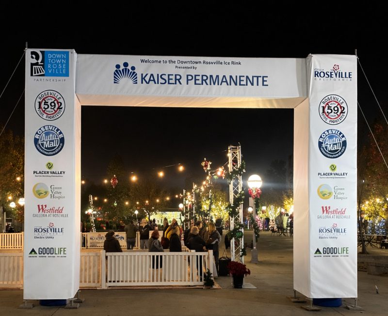Sponsored entrance arch produced by Custom Events at a community event in Roseville CA