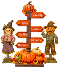 Fall Customizable Sign with Scarecrows 8' H x 8' W