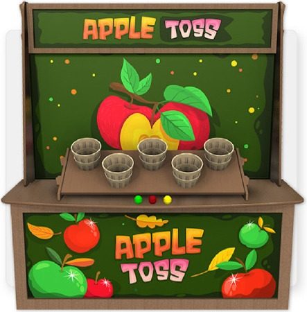 Apple Toss fall carnival game booth with baskets and apples