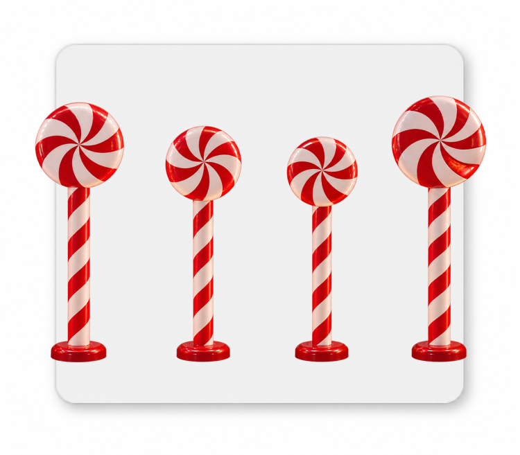 Peppermint Lollipop Poles set of 4  - 12'H and 10'H