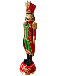 Feathered20nutcracker20with20red20pedestal 1792614623 Feather Red & Gold Christmas Nutcracker 6'