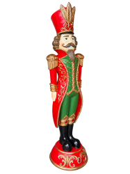Golden feathered20nutcracker20on20red20pedestal 1792614623 Feather Red & Gold Christmas Nutcracker 6'