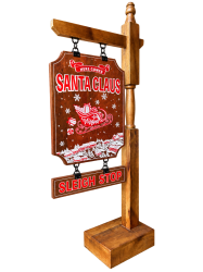 Wooden20Santa20sleigh20stop20sign 1792614159 Here Comes Santa Sign 5' tall